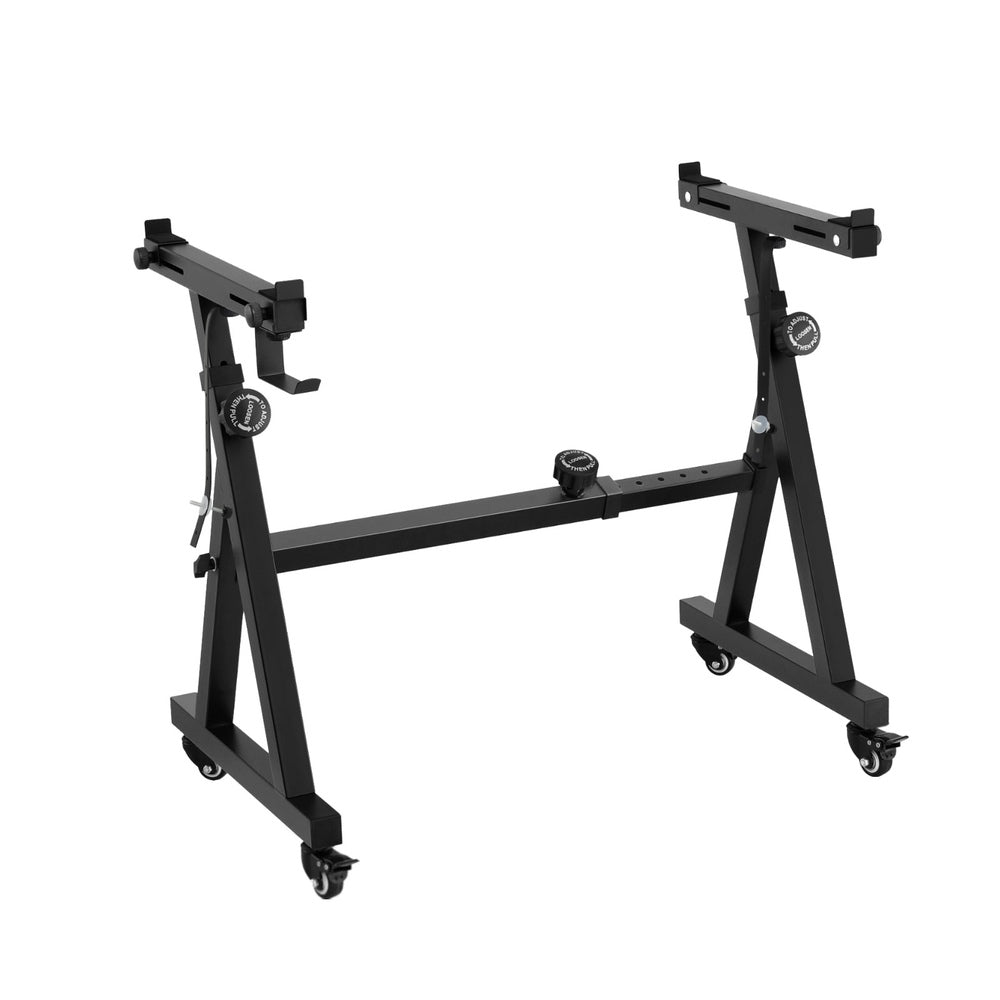 Black colour - Heavy Duty Adjustable Piano Stand with Lockable Wheels Z-Stand Black