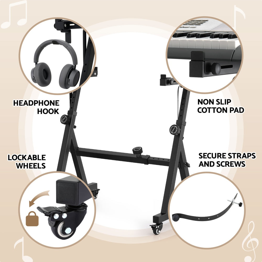 Heavy Duty Adjustable Piano Stand with Lockable Wheels Z-Stand Black, Musical Keyboards