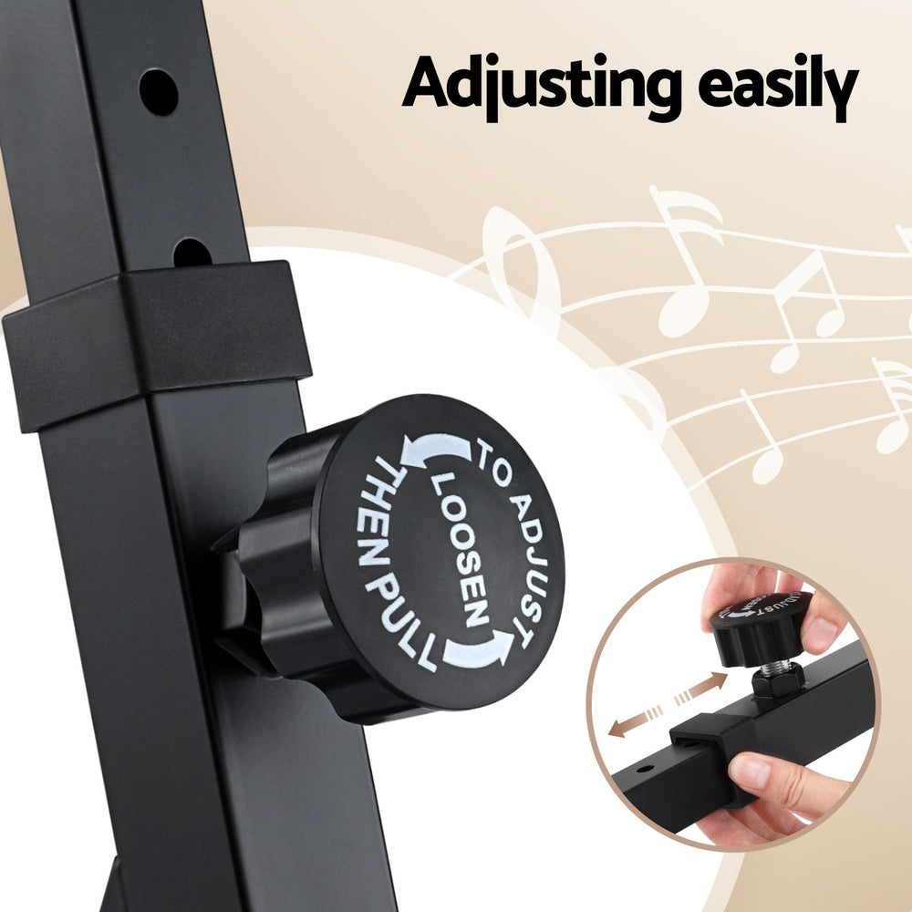 Heavy Duty Adjustable Piano Stand with Lockable Wheels Z-Stand Black, Black colour