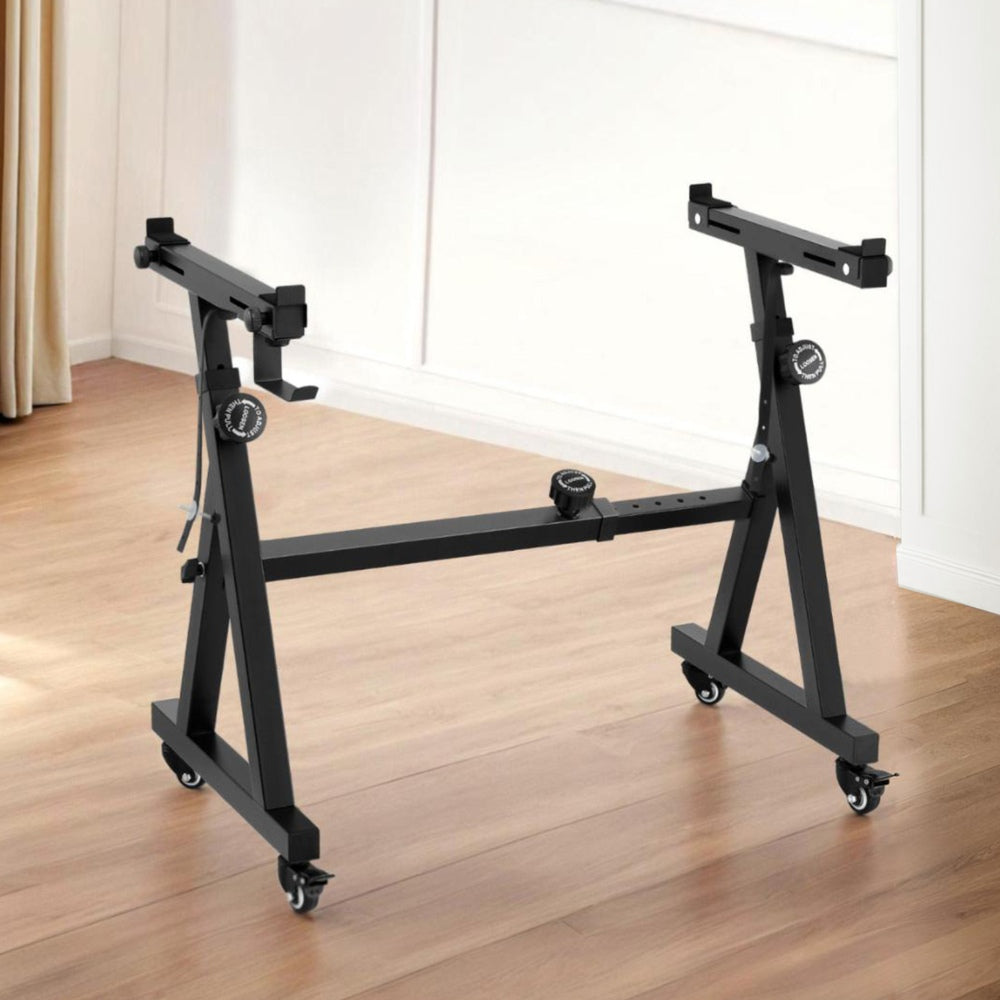 Heavy Duty Adjustable Piano Stand with Lockable Wheels Z-Stand Black