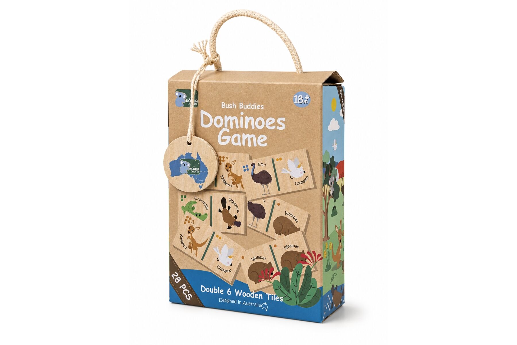 Wooden Animal Dominoes Set 12.5x5.5x16.5cm