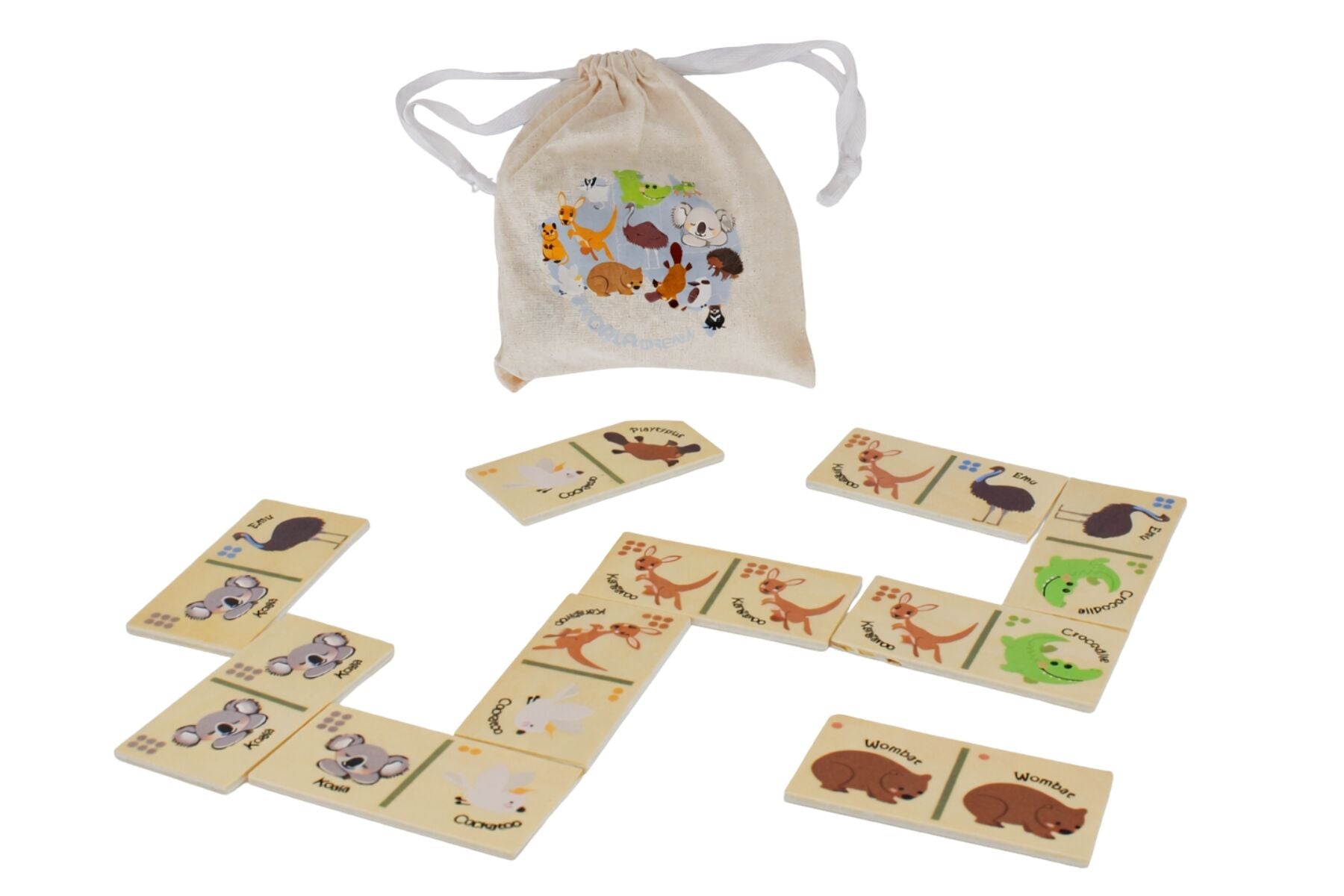 Wooden Animal Dominoes Set 12.5x5.5x16.5cm