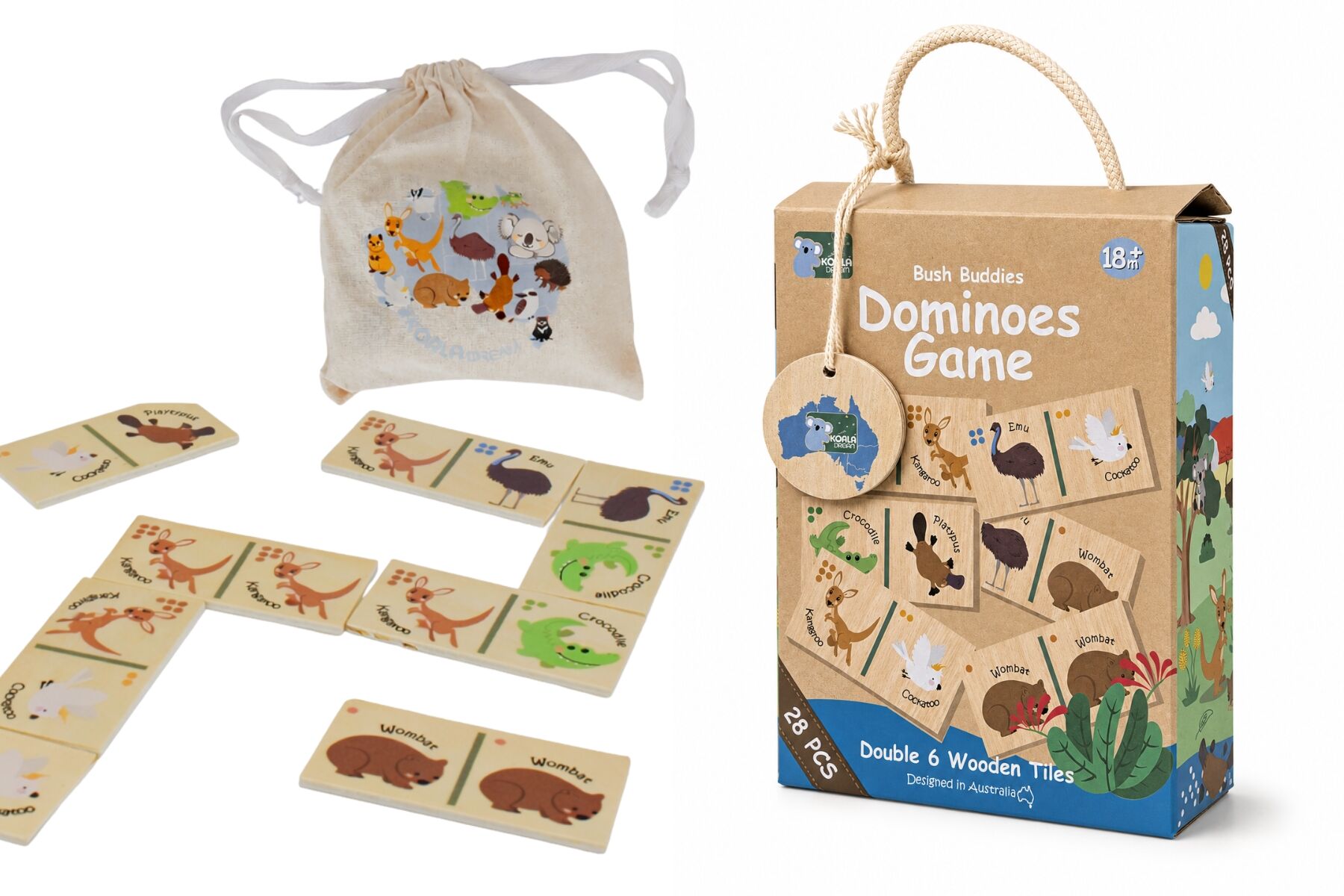 Wooden Animal Dominoes Set 12.5x5.5x16.5cm