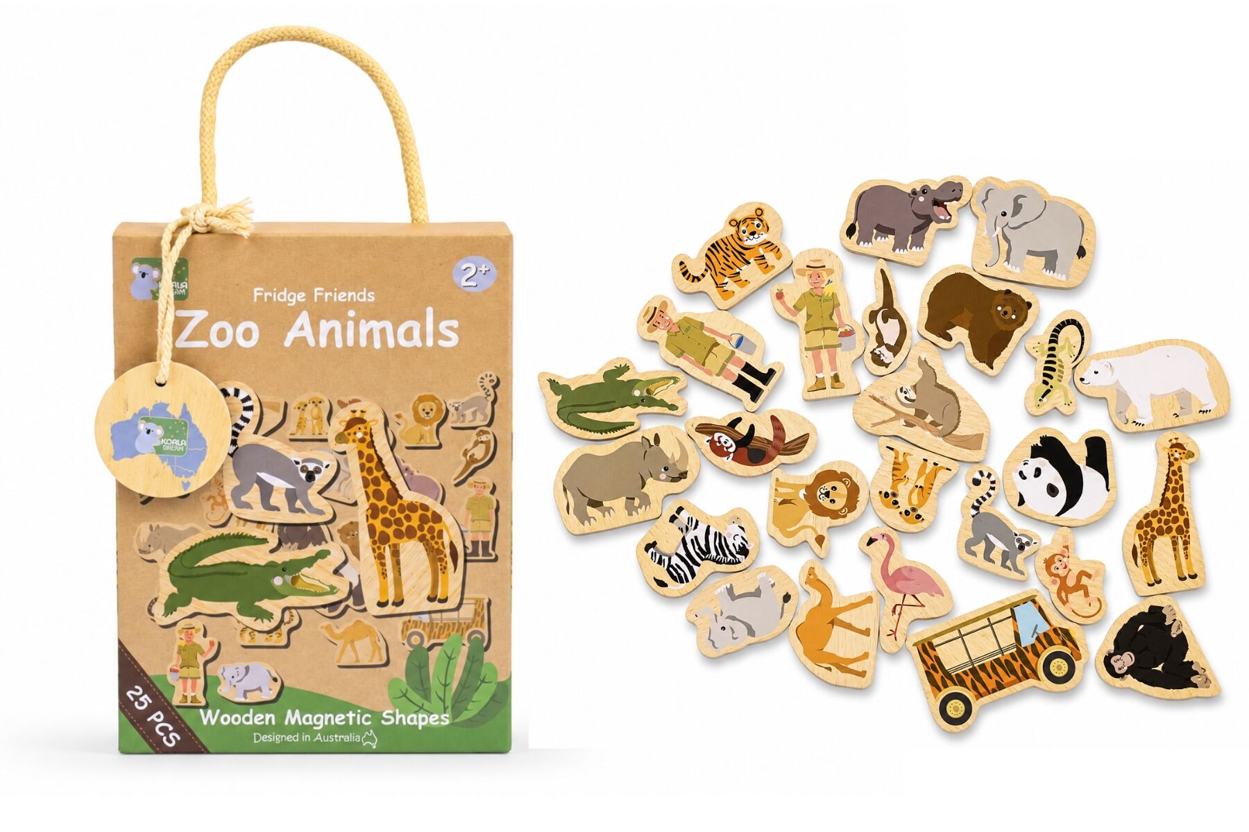 Magnetic Zoo Animals Set Wooden 13x5.5x17cm