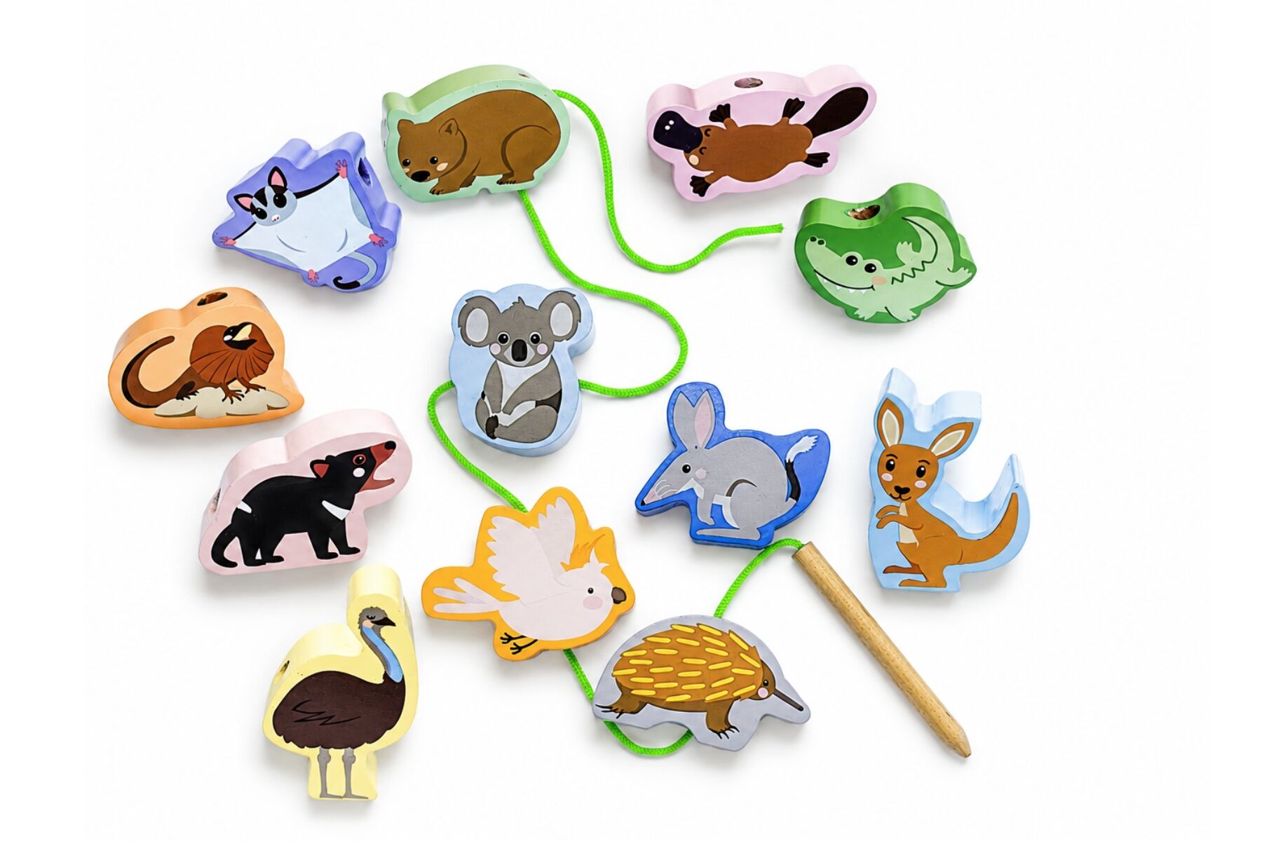 Threading Toy Aussie Animals Set 5x1.5x3.5cm