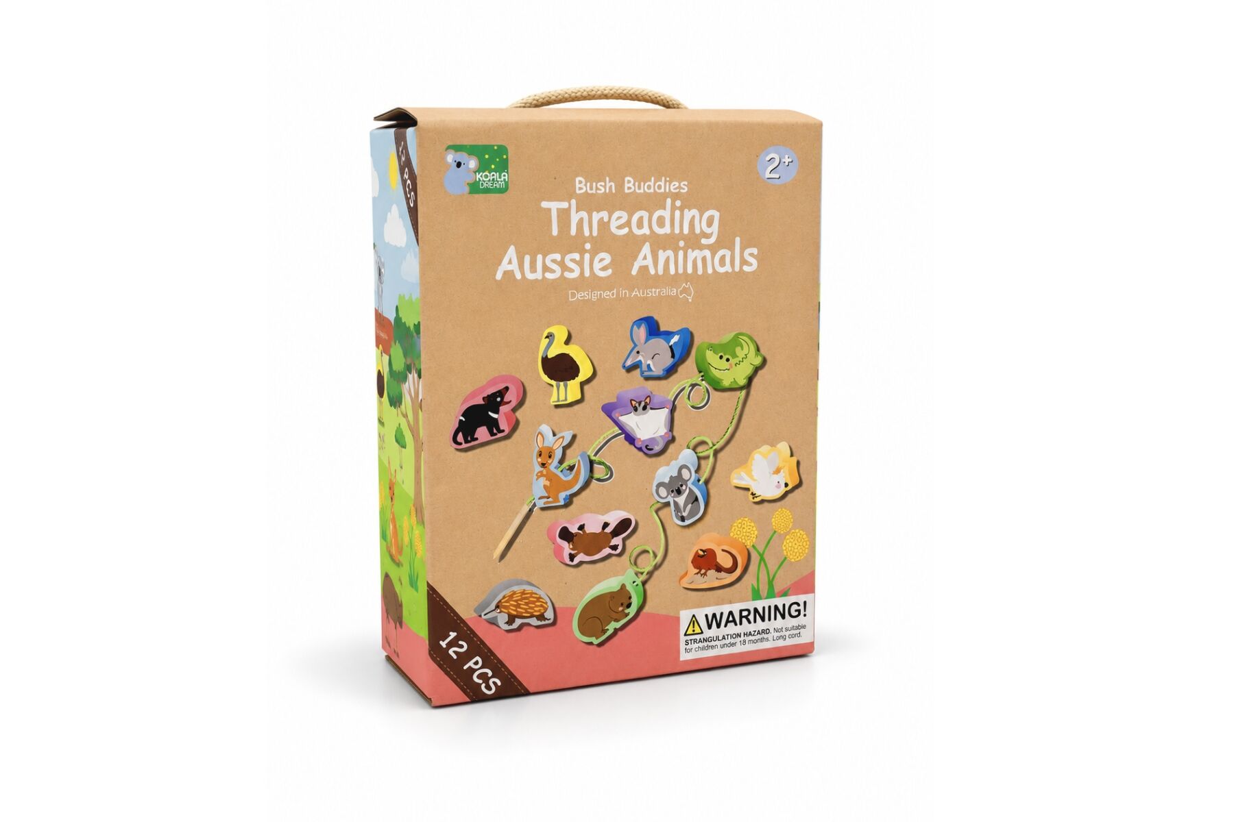 Threading Toy Aussie Animals Set 5x1.5x3.5cm