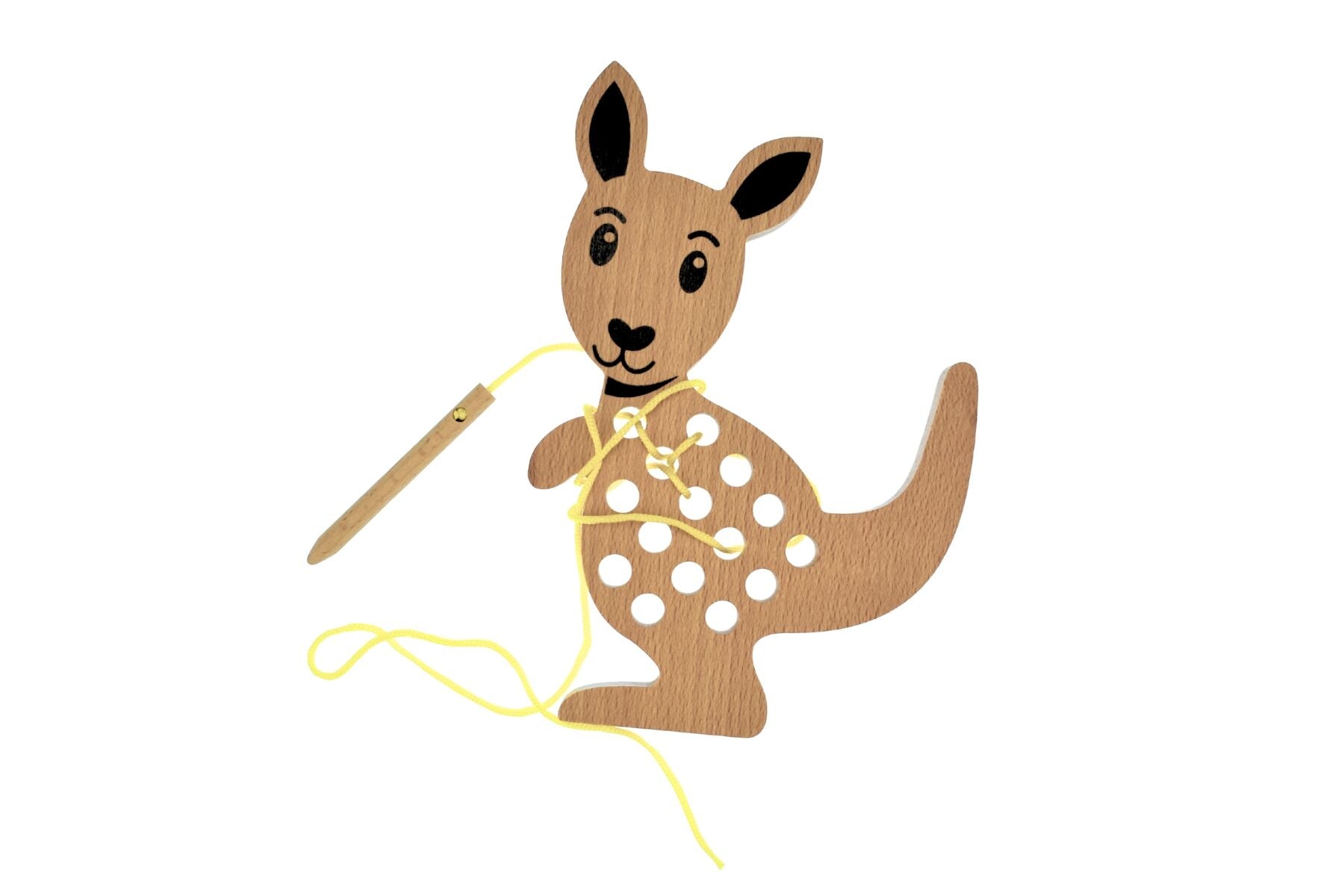 Wooden Lacing Toy Kangaroo 11.5x18x1cm