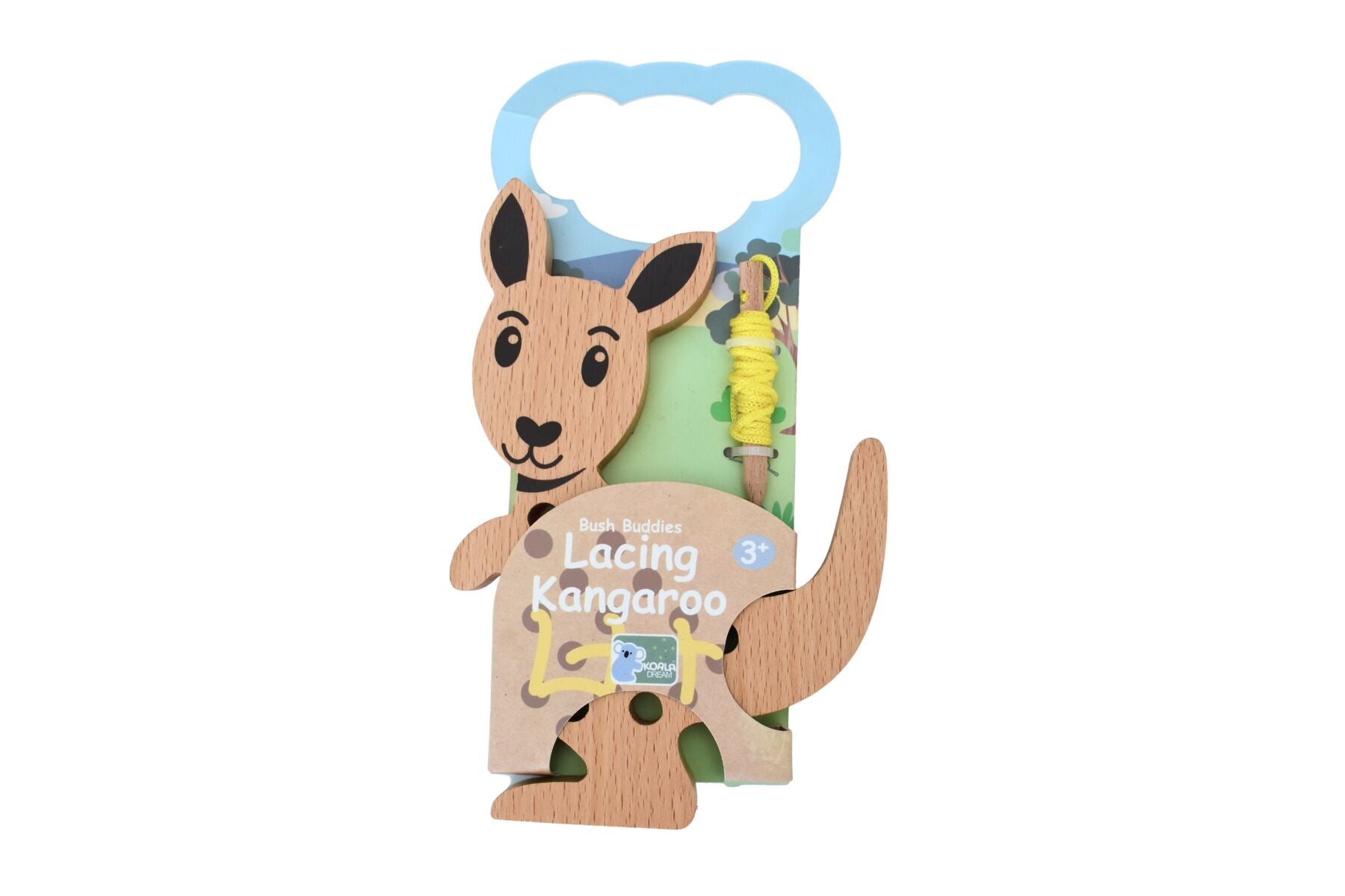 Wooden Lacing Toy Kangaroo 11.5x18x1cm