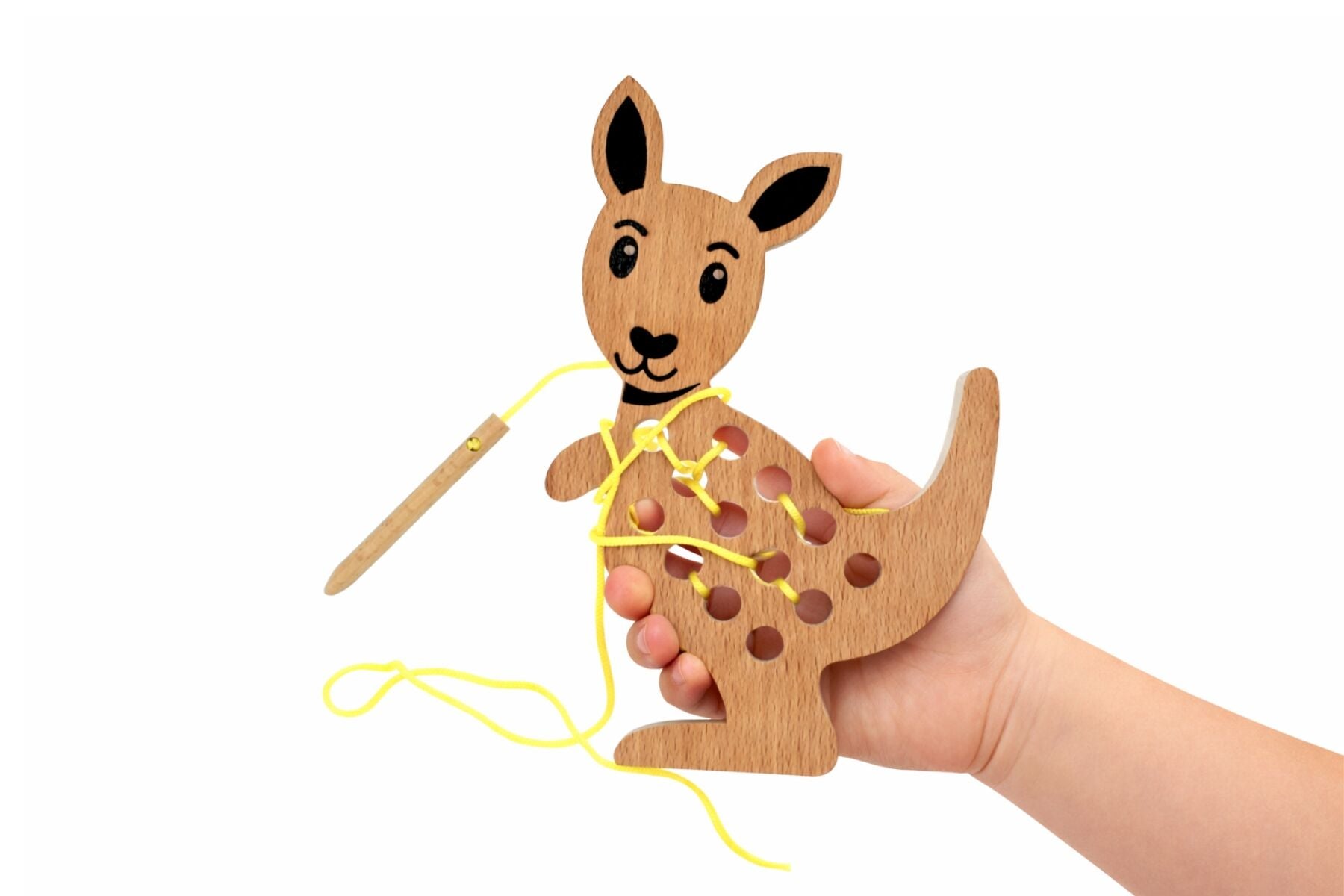 Wooden Lacing Toy Kangaroo 11.5x18x1cm
