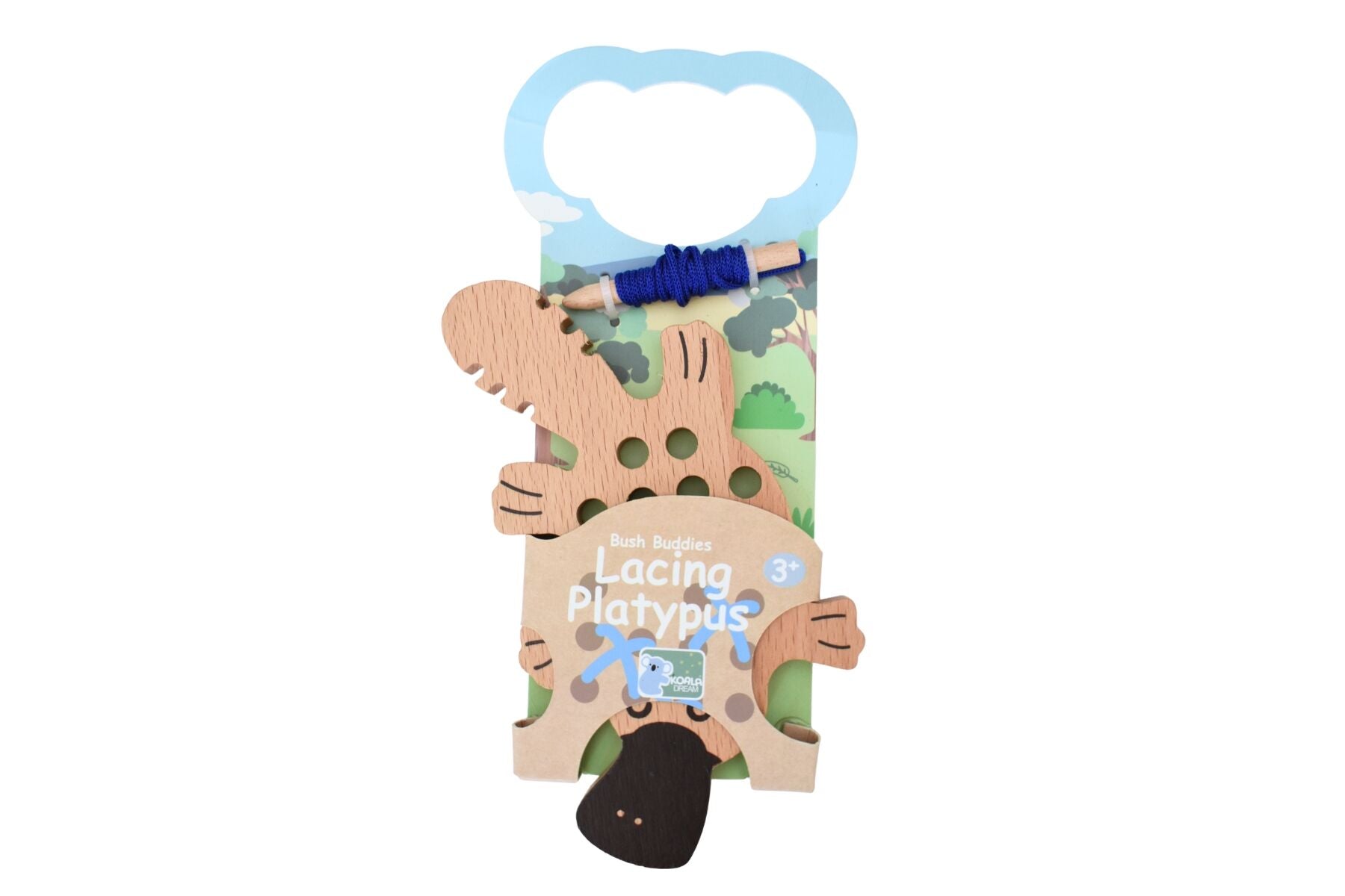 Wooden Lacing Toy Platypus 9.5x1.6x1cm