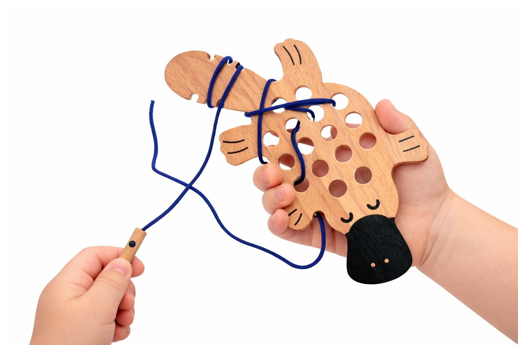 Wooden Lacing Toy Platypus 9.5x1.6x1cm