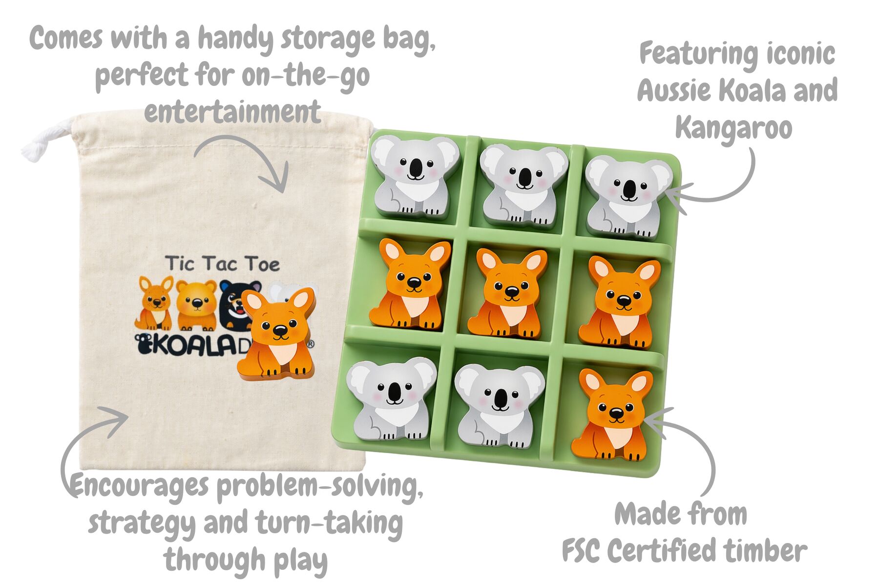 Tic Tac Toe Game Australian Theme 14x14cm