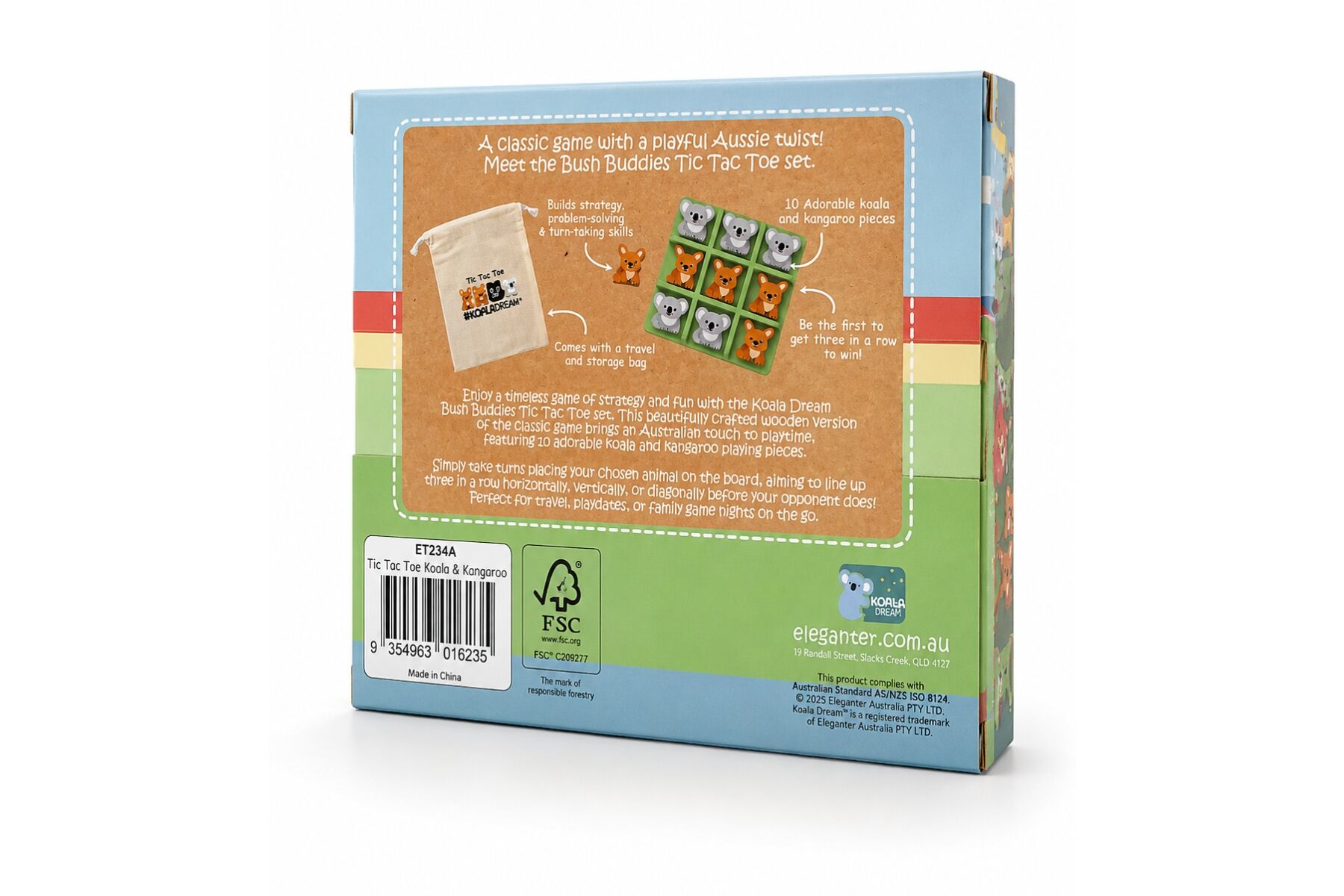 Tic Tac Toe Game Australian Theme 14x14cm