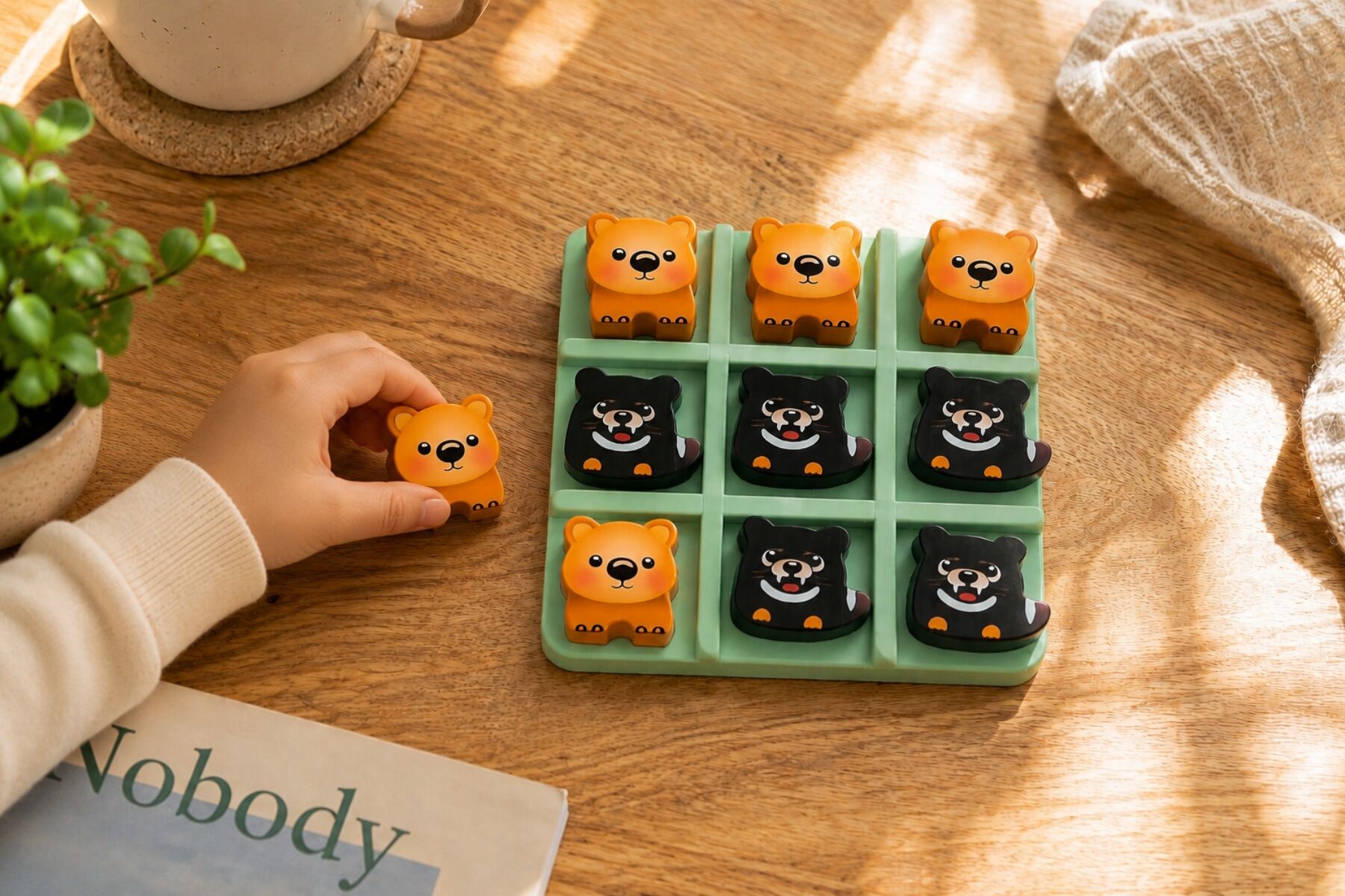 Tic Tac Toe Wombat Set Green 14x14cm