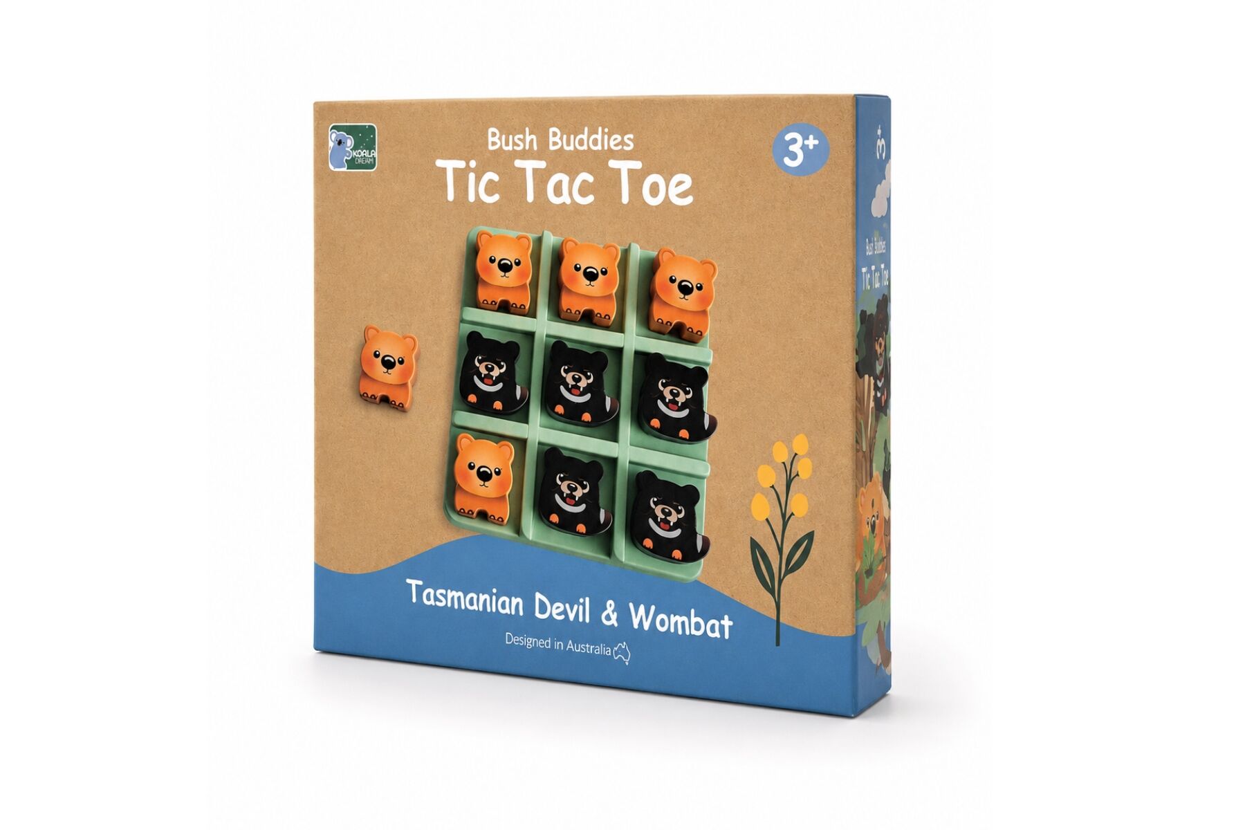 Tic Tac Toe Wombat Set Green 14x14cm