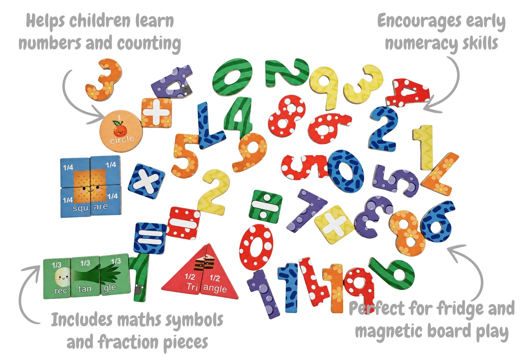 Magnetic Numbers Shapes Set 3.5x3.5cm