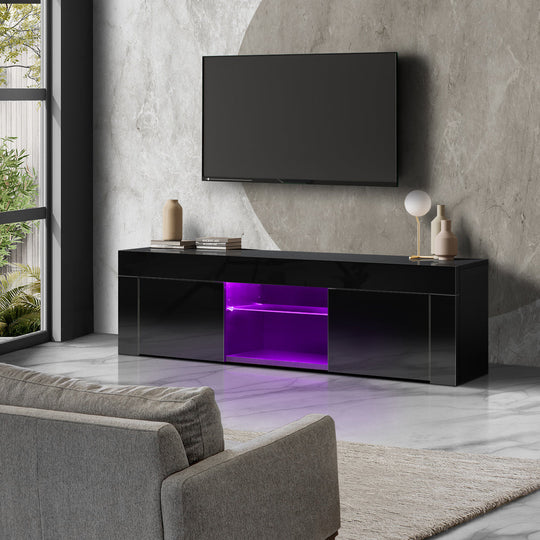 TV Cabinet Entertainment Gloss Furniture 130cm Black/White
