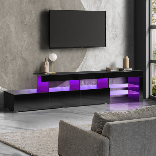 TV Cabinet Entertainment Gloss Furniture 130cm White/Black