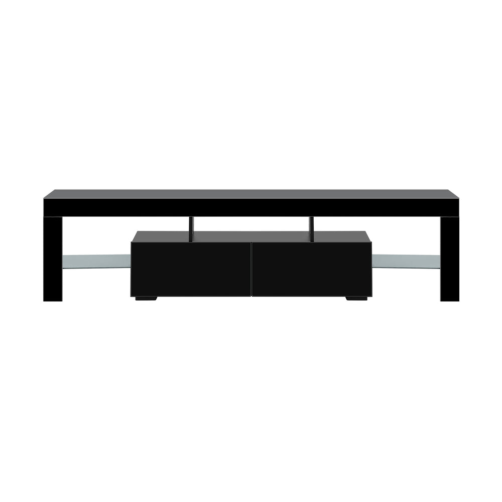 Transform Your Living Space: Modern Gloss Black Entertainment Unit with LED RGB