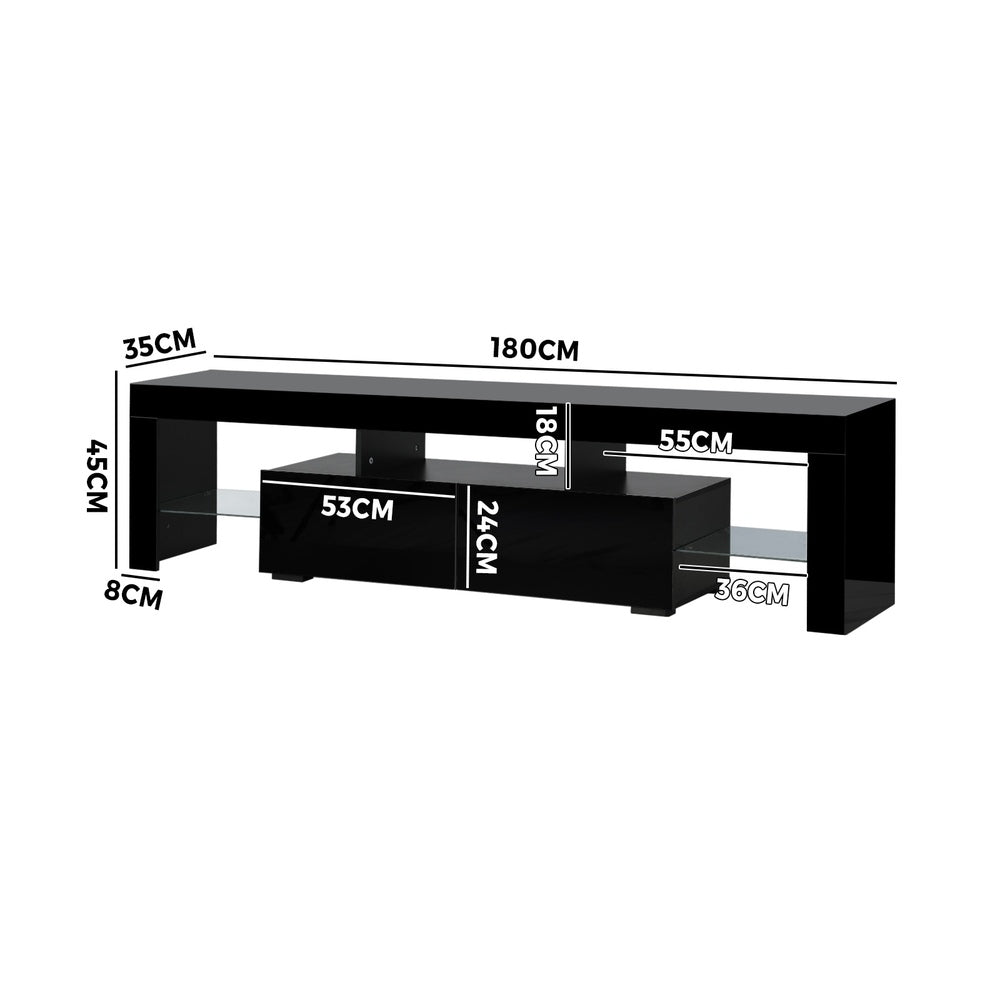 Transform Your Living Space: Modern Gloss Black Entertainment Unit with LED RGB
