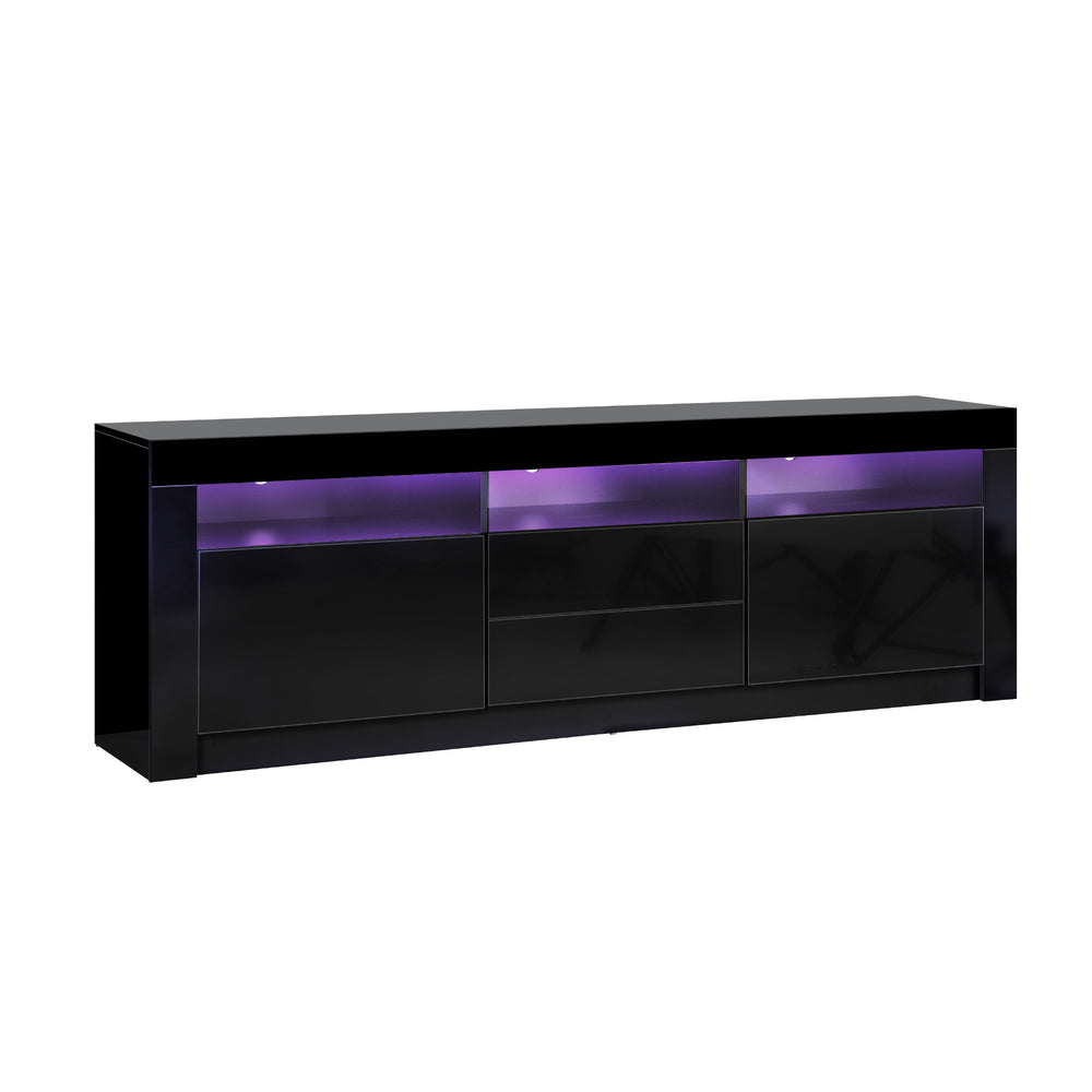 180cm TV Unit Cabinet Gloss Black RGB LED | Simpledeals