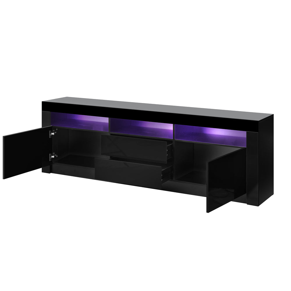 180cm TV Unit Cabinet Gloss Black RGB LED | Simpledeals