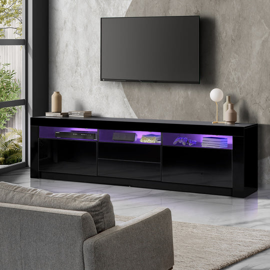 TV Cabinet Entertainment Unit Stand LED RGB Gloss Furniture