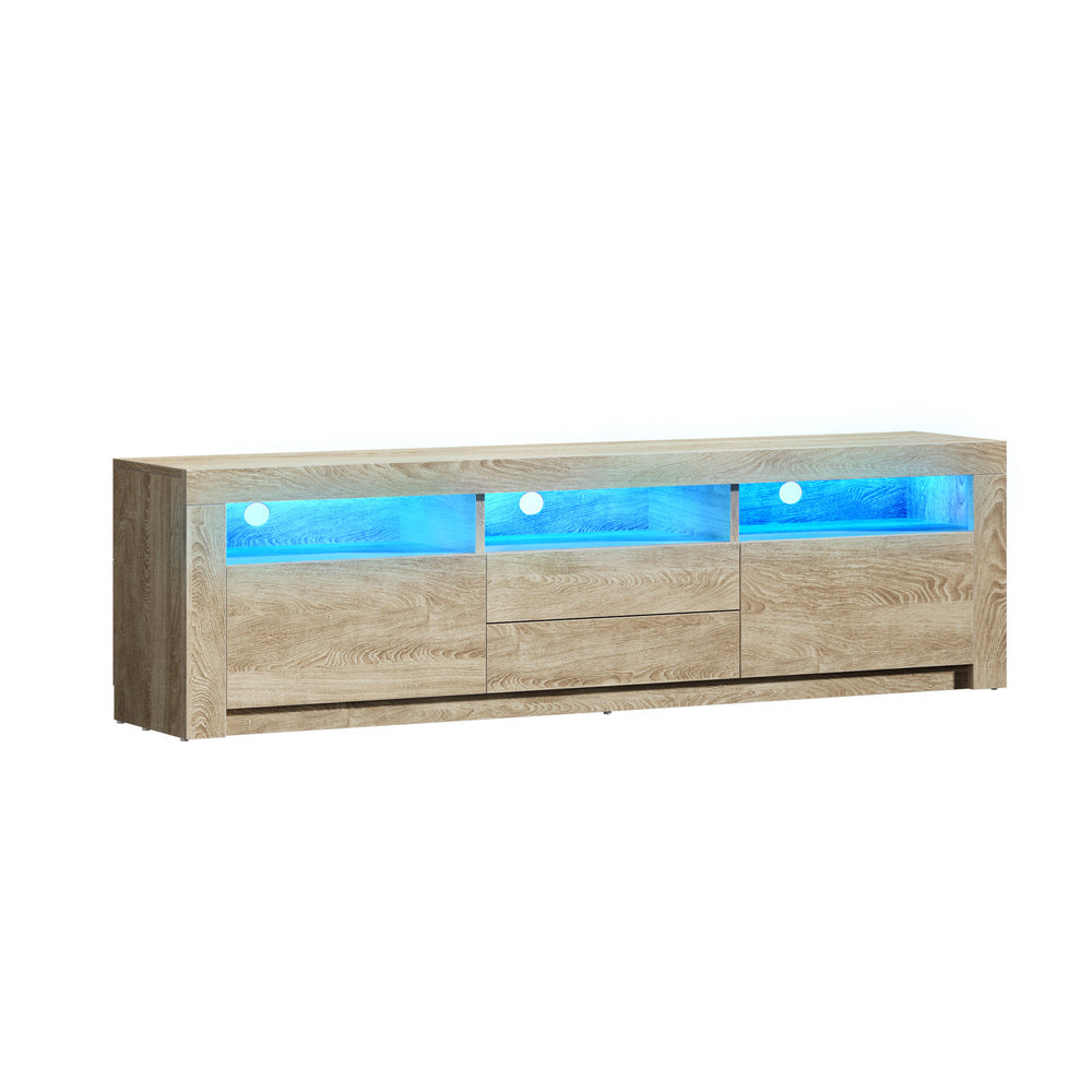 TV Cabinet Entertainment Unit Stand RGB LED Oak 180cm