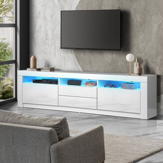 Modern and Stylish White Entertainment Unit Stand with RGB