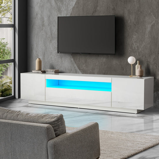 TV Cabinet Entertainment Unit Stand Gloss RGB LED Furniture