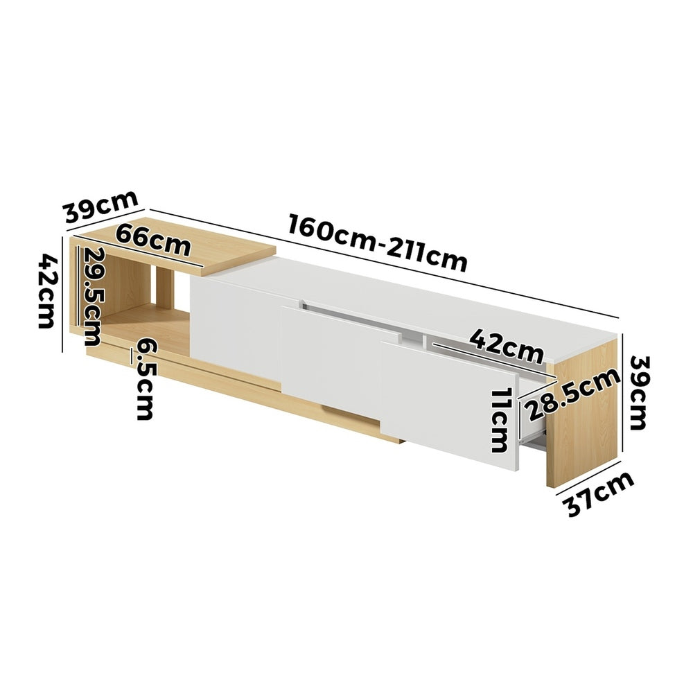 Extendable Entertainment Unit Cabinet 211x39x39cm