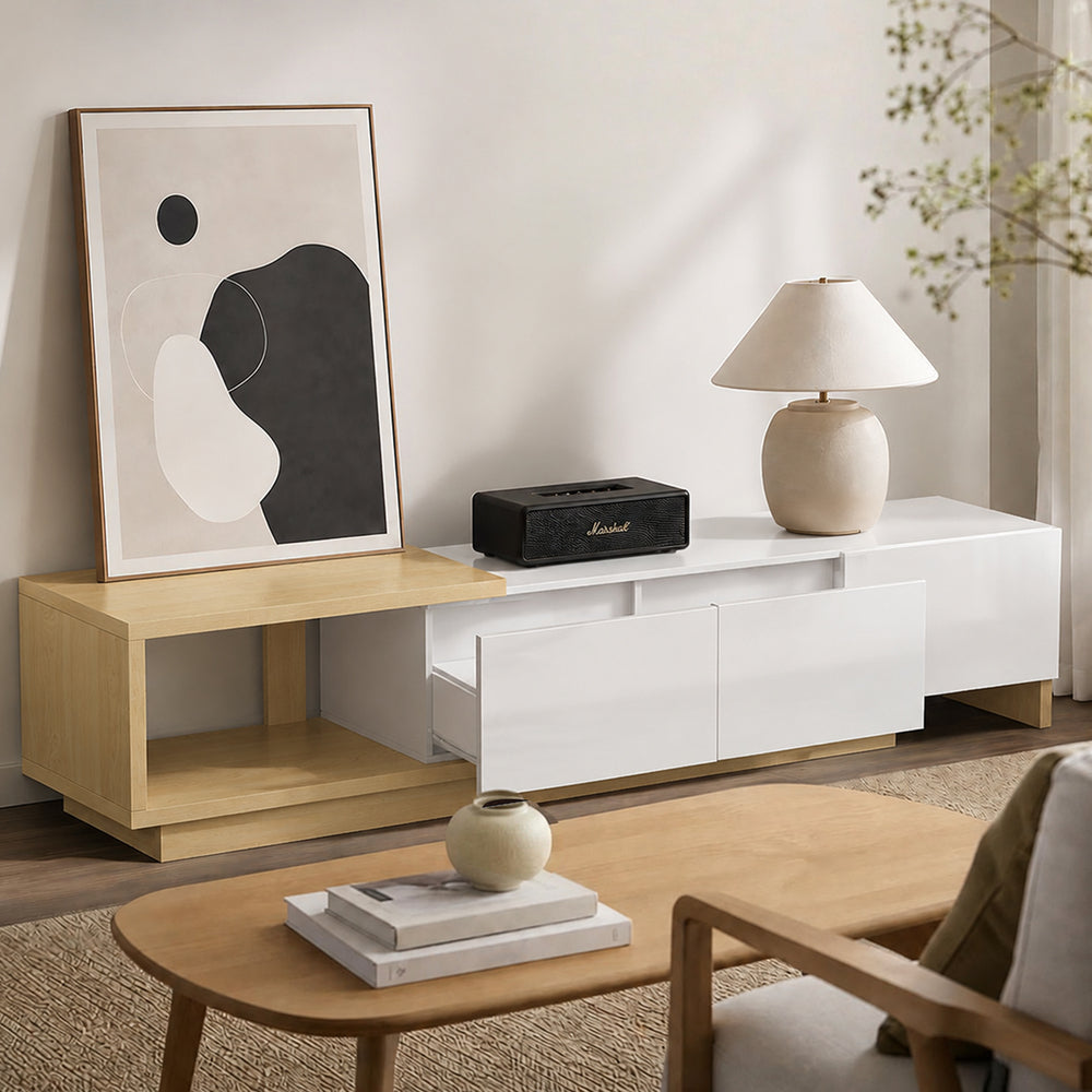 Extendable Entertainment Unit Cabinet 211x39x39cm
