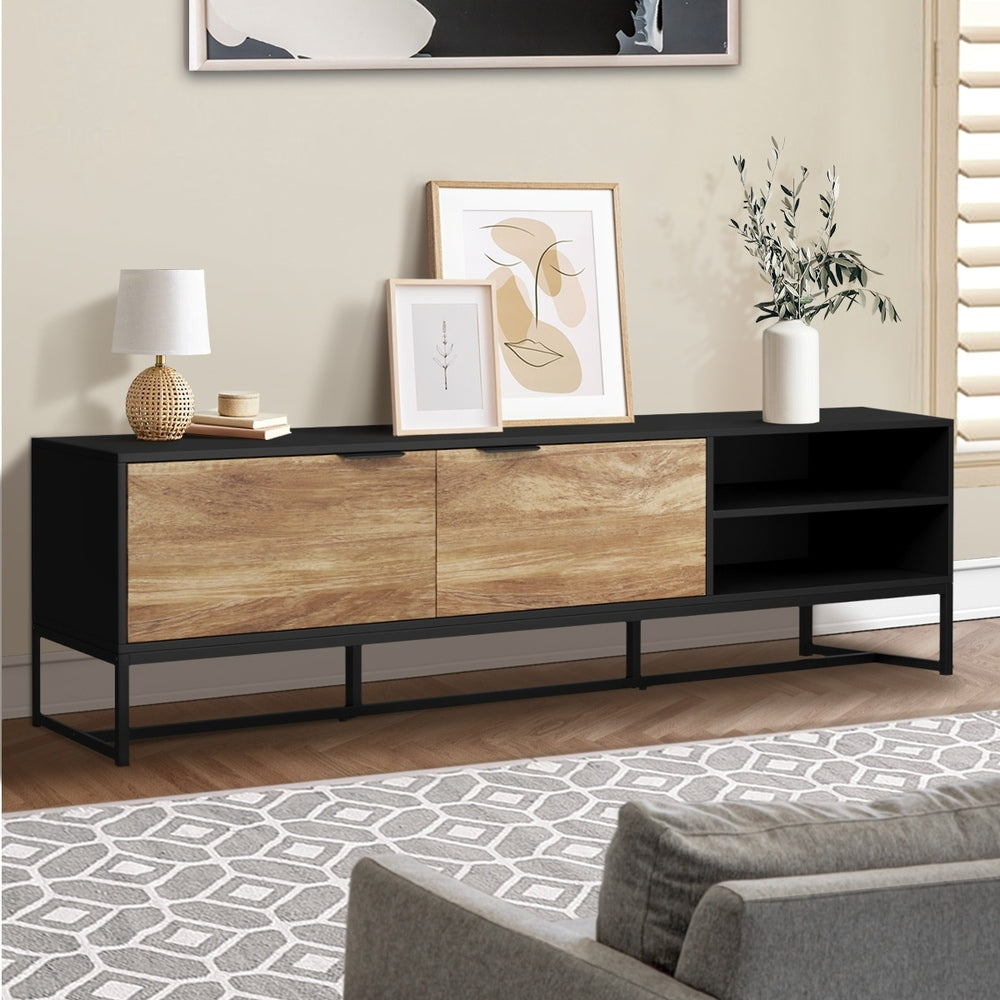 TV Stand Cabinet Entertainment Unit 180cm Black&Natural
