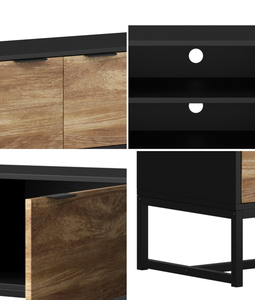 TV Stand Cabinet Entertainment Unit 180cm Black&Natural