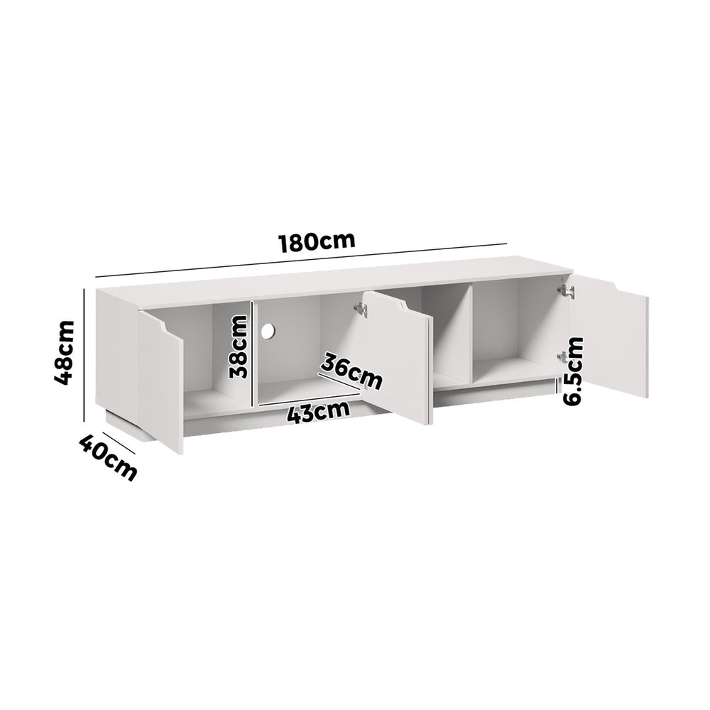 180cm White TV Cabinet Entertainment Unit | Simpledeals