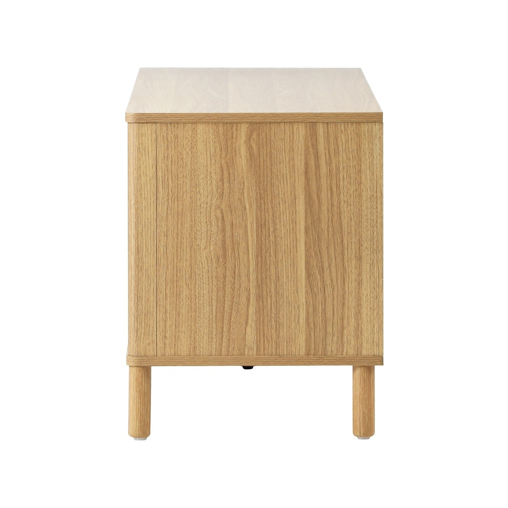 TV Cabinet Entertainment Unit Stand 160cm Rattan Doors Natural