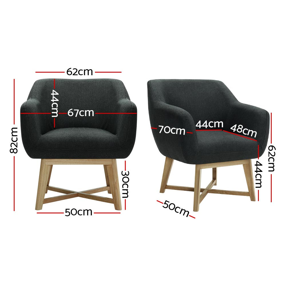 Armchair Tub Chair Charcoal Aston