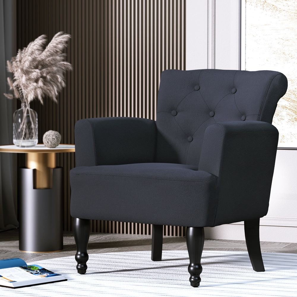 Lothair Wingback Armchair Charcoal Upholstered Lounge Chair