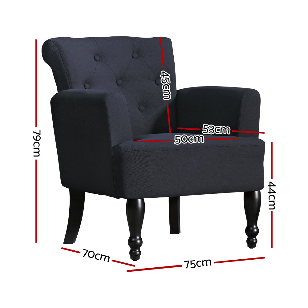 Lothair Wingback Armchair Charcoal Upholstered Lounge Chair