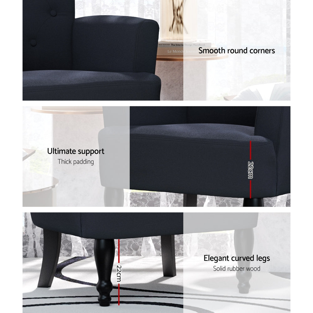 Lothair Wingback Armchair Charcoal Upholstered Lounge Chair