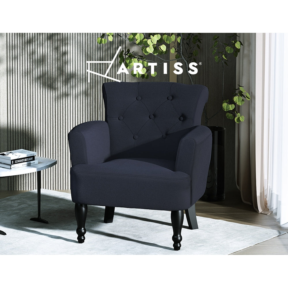 Lothair Wingback Armchair Charcoal Upholstered Lounge Chair