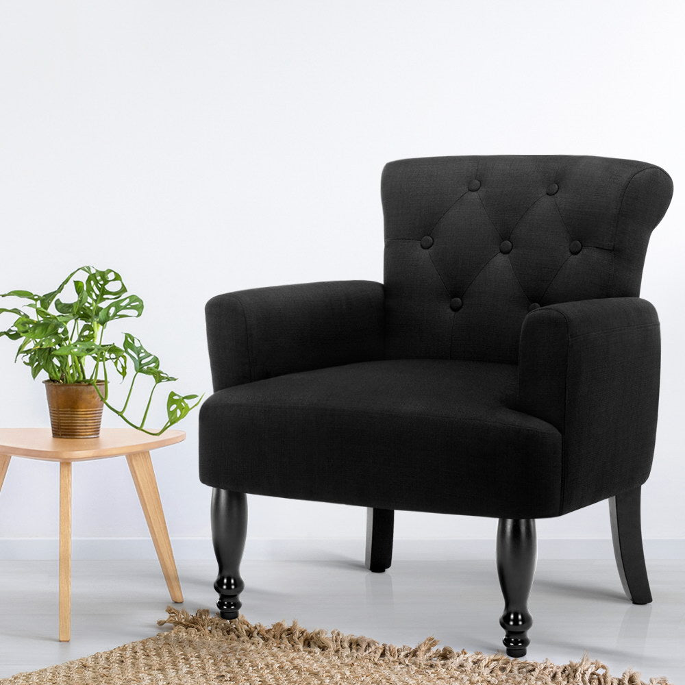 Lothair Wingback Armchair Charcoal Upholstered Lounge Chair