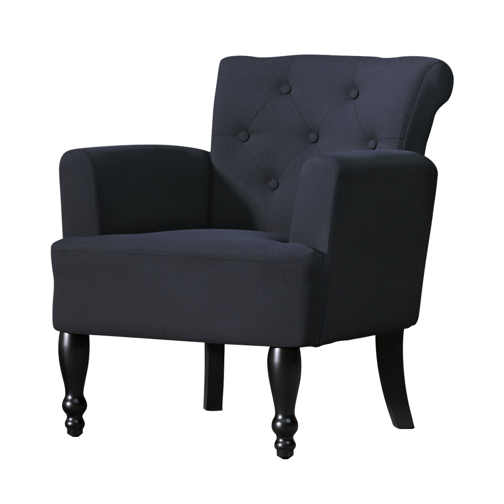 Lothair Wingback Armchair Charcoal Upholstered Lounge Chair