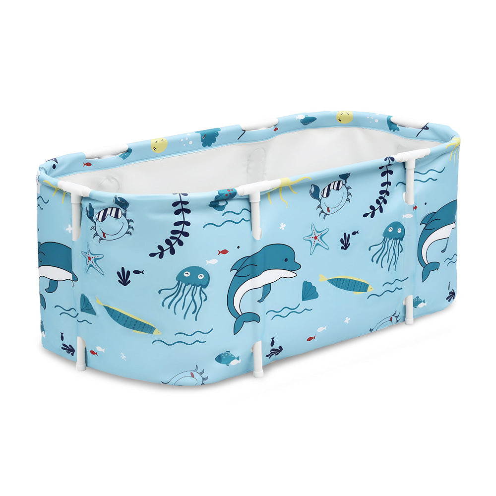 Blue colour - Foldable Bathtub PVC Spa Bucket Inflatable Cushion 114x62cm Blue