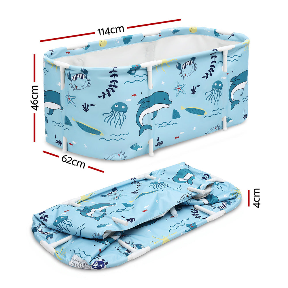 Portable Toilets & Showers - Foldable Bathtub PVC Spa Bucket Inflatable Cushion 114x62cm Blue