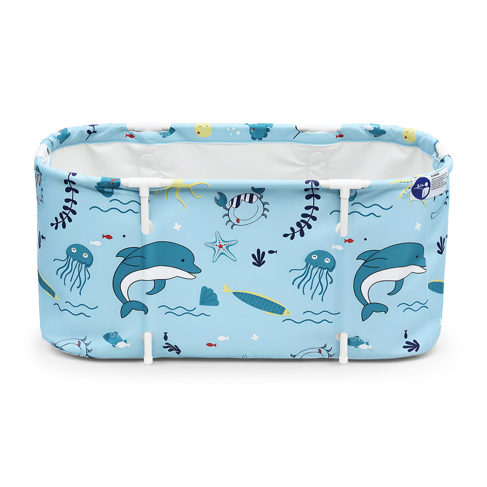 Foldable Bathtub PVC Spa Bucket Inflatable Cushion 114x62cm Blue | Portable Toilets & Showers