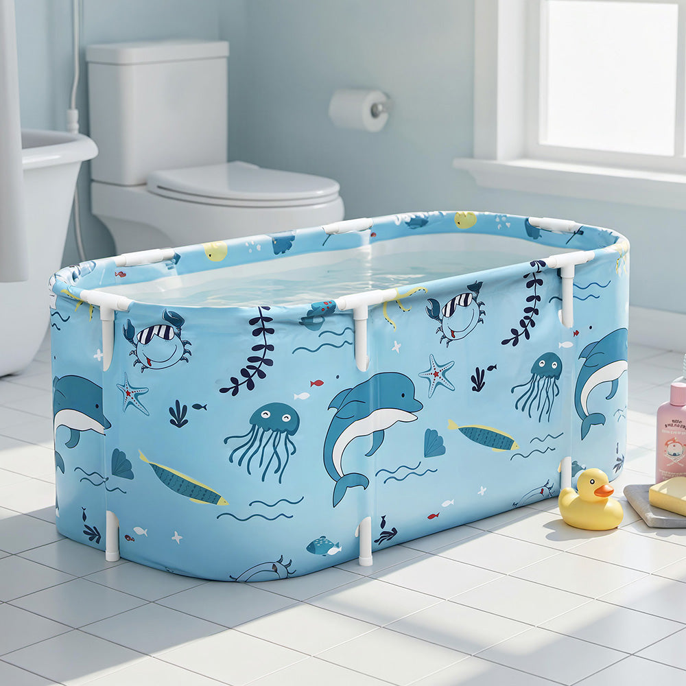 Foldable Bathtub PVC Spa Bucket Inflatable Cushion 114x62cm