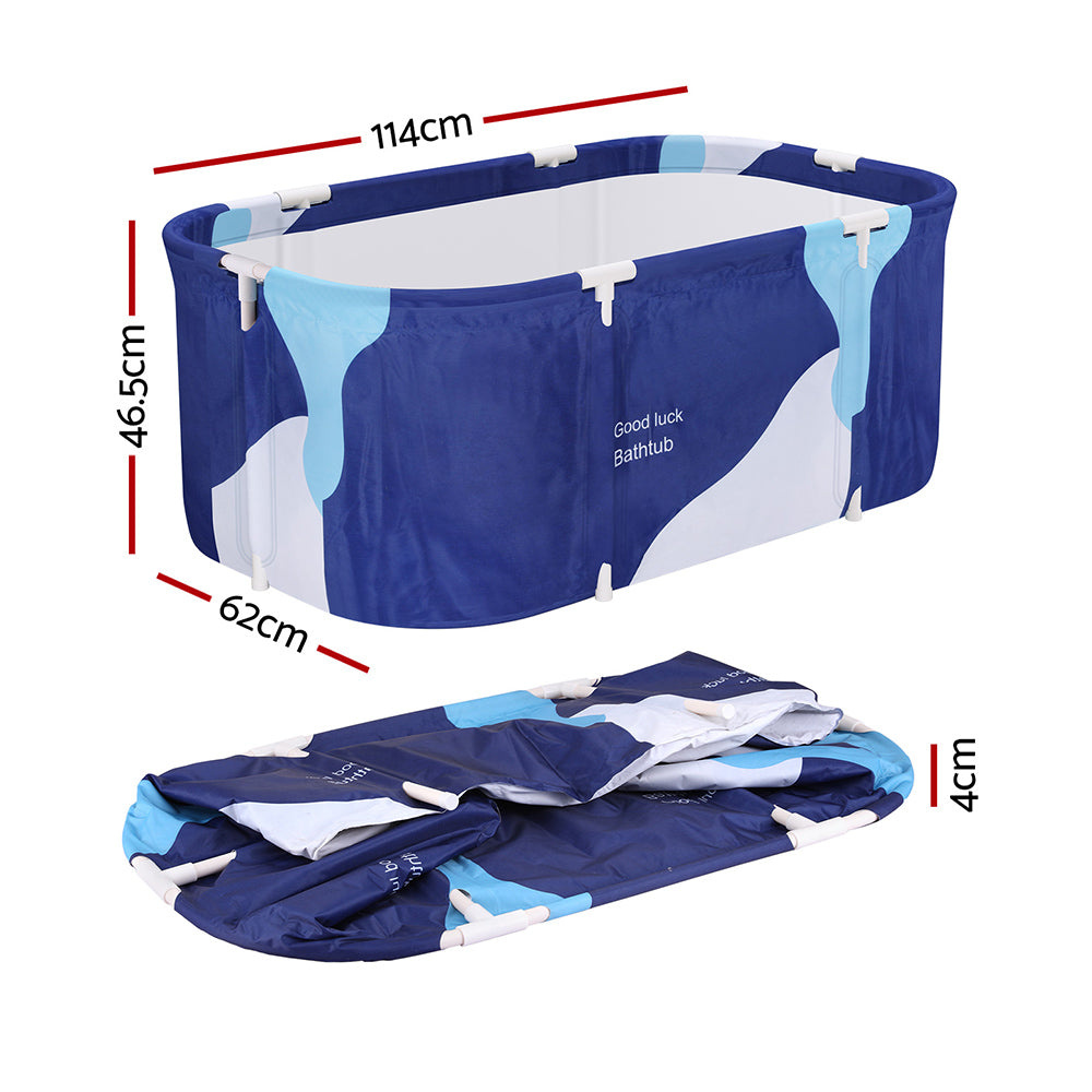 Portable Toilets & Showers - Foldable Bathtub PVC Spa Bucket Inflatable Cushion Navy Blue