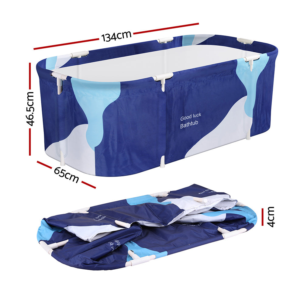 Foldable Bathtub PVC Spa Bucket Inflatable Cushion Navy Blue - Navy colour