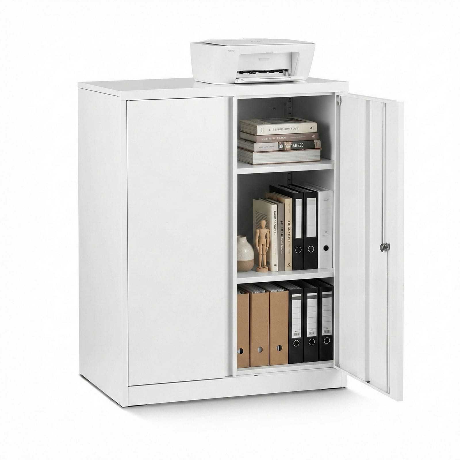 Steel Filing Cabinet White 80x40x100cm